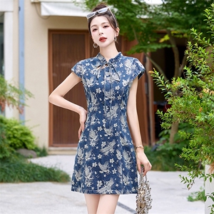 新中式国风牛仔连衣裙女2024新款夏季薄款小个子气质高级感超好看图片