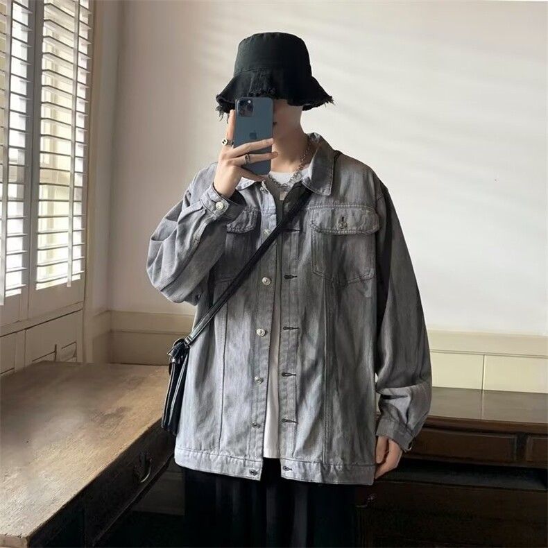 欧美街头扎染牛仔外套男女情侣韩版bf宽松做旧夹克上衣JK572-P65,男装夹克,星座1008