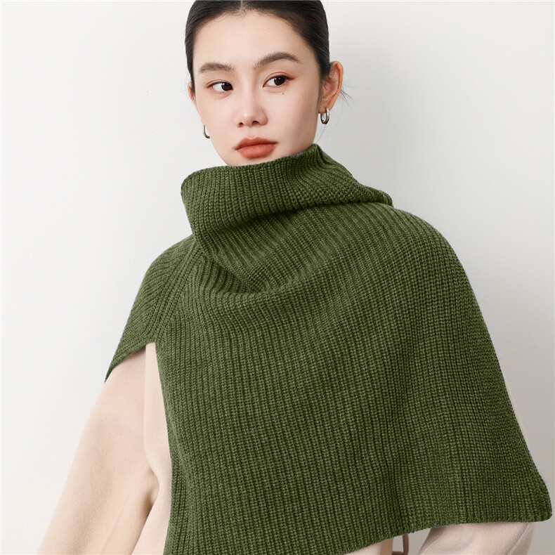 秋冬新款纯色针织披肩脖套时尚百搭，披肩，庆大羊绒