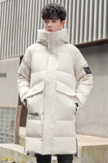 2023新款男士连帽90绒羽绒服中长款派克服中青年冬季外套加厚外衣，男装羽绒服，钱塘723
