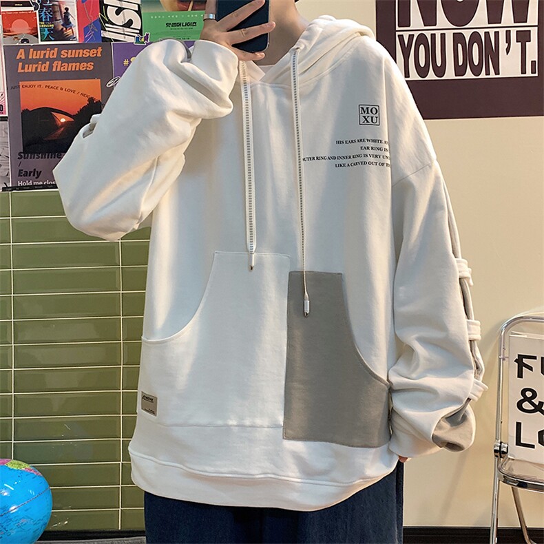 7XL-M大码连帽卫衣男2023春季新款潮港风文艺男上衣加肥加大码图片