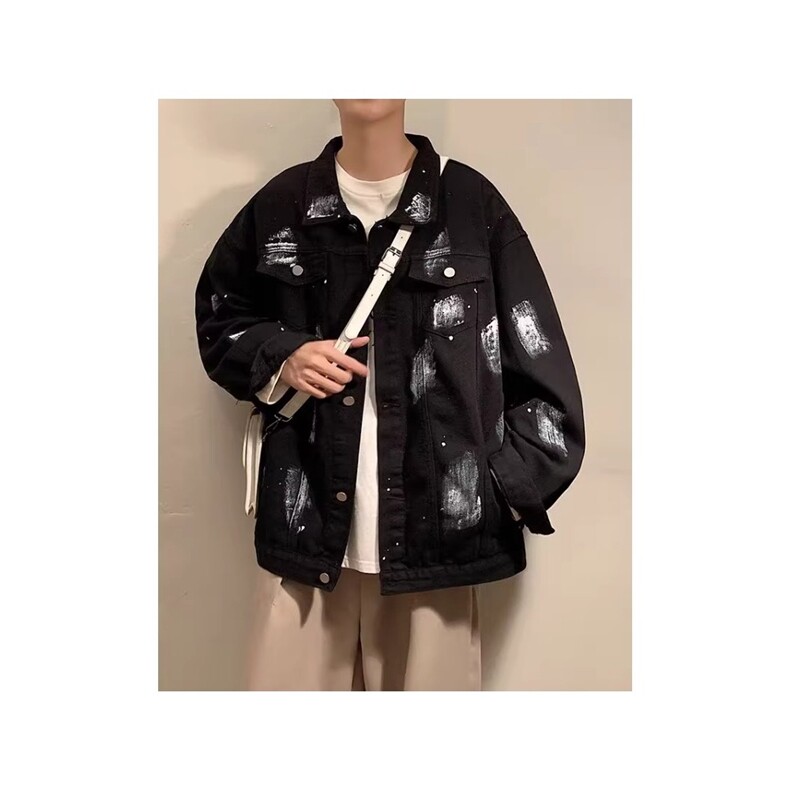 时尚春季新款牛仔外套男女潮牌日系宽松复古做旧水洗牛仔夹克潮流,男装工装外套,星座218-1（原230）