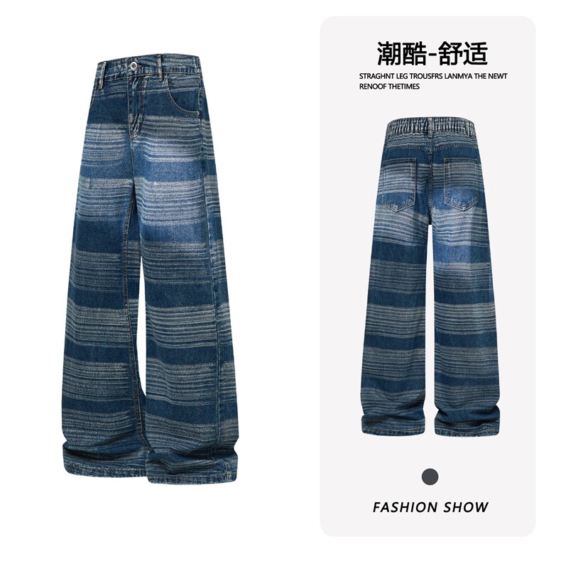 B221 美式ins高街暗黑个性重工艺直筒牛仔裤LK26645-特P46控78图片