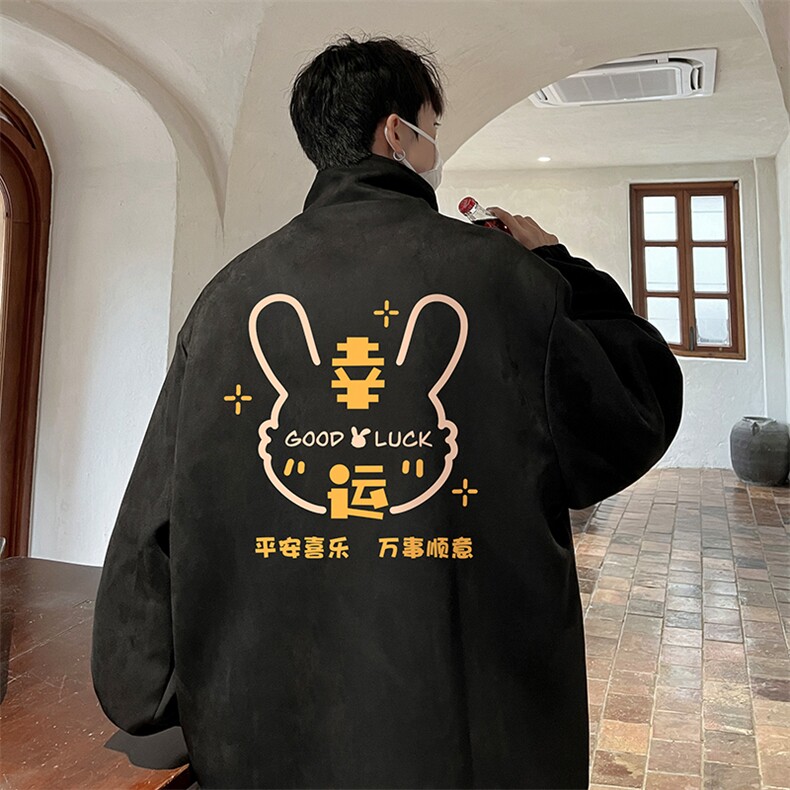 麂皮绒夹克男大码立领褂子外套JK85297-P68 加绒款-P78图片