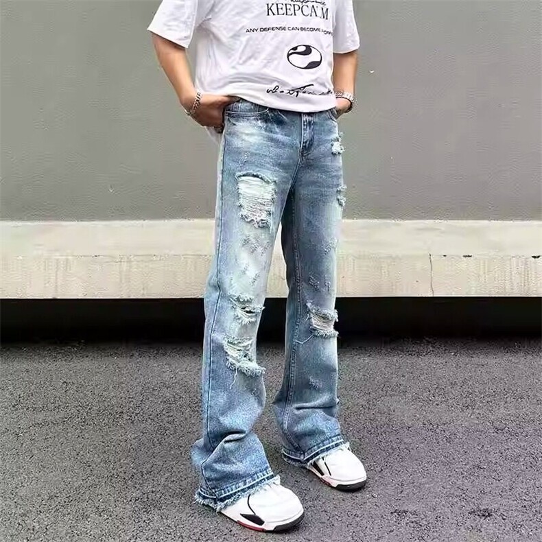 美式高阶水洗做旧牛仔裤阔腿短裤情侣潮KZ31D774--TP45,男装牛仔裤,电商A247C
