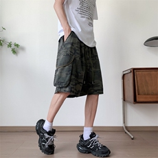 迷彩工装短裤男款hiphop五分裤高街潮牌休闲中裤D0636-P48，男装牛仔裤，星座308B-2