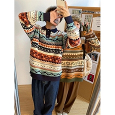 1506-1/MA3781高品质/P62毛衣男女慵懒风复古软糯套头纽扣针织衫，男装针织衫/毛衣，星座1506-1