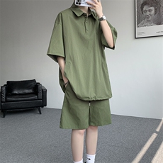 8XL-M日系工装短袖衬衫男夏季POLO衫t恤休闲运动套装TZ38004特P55，男装Polo衫，电商B312