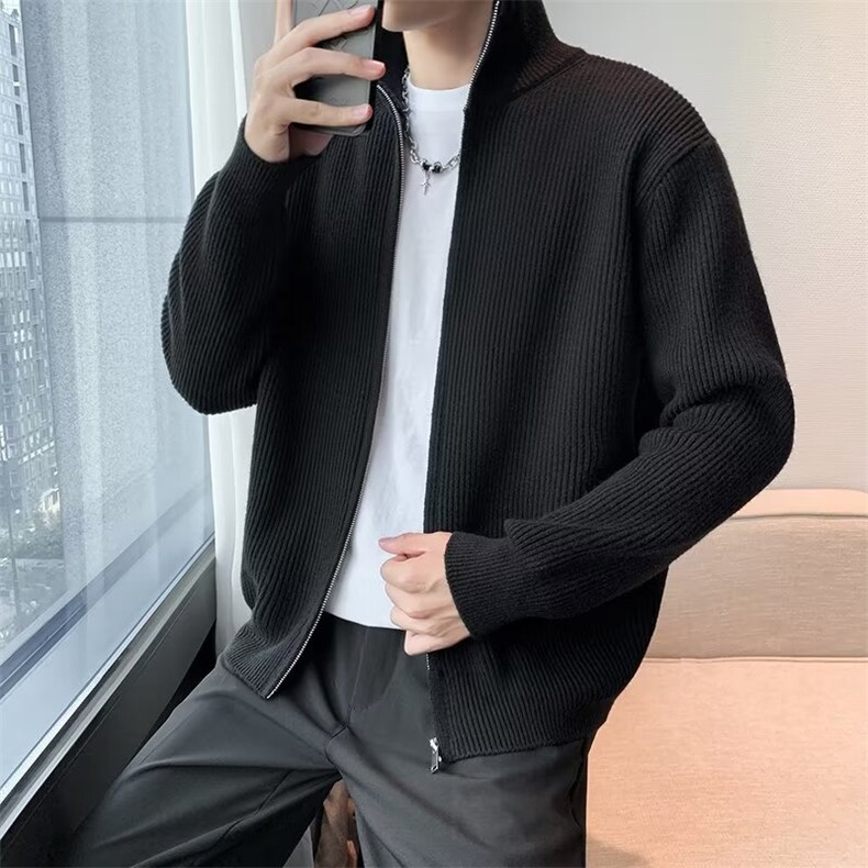 拉链开衫毛衣男士春秋款韩版潮流休闲宽松内搭慵懒针织衫外套,男装针织衫/毛衣,星座601-2