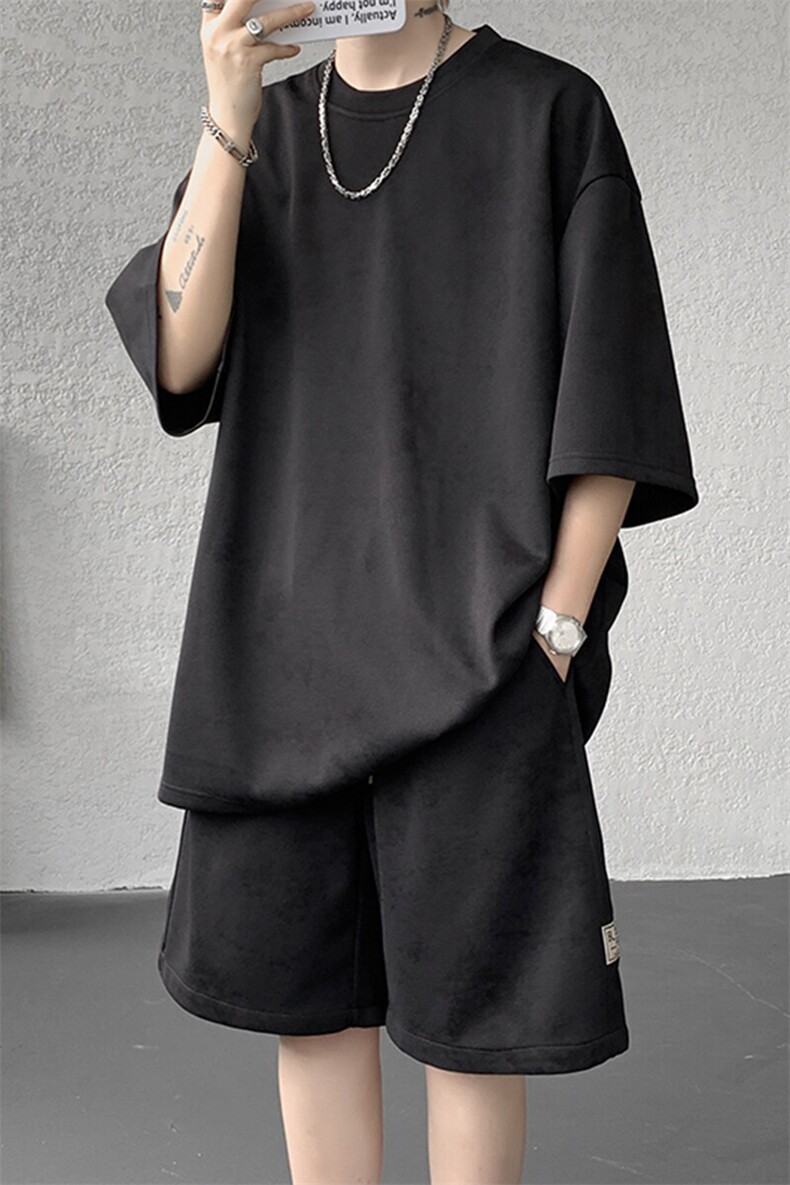 8XL-M青少年扎染短袖t恤休闲运动套装男生夏季宽松大码TZ38001P55,男装T恤,电商B312