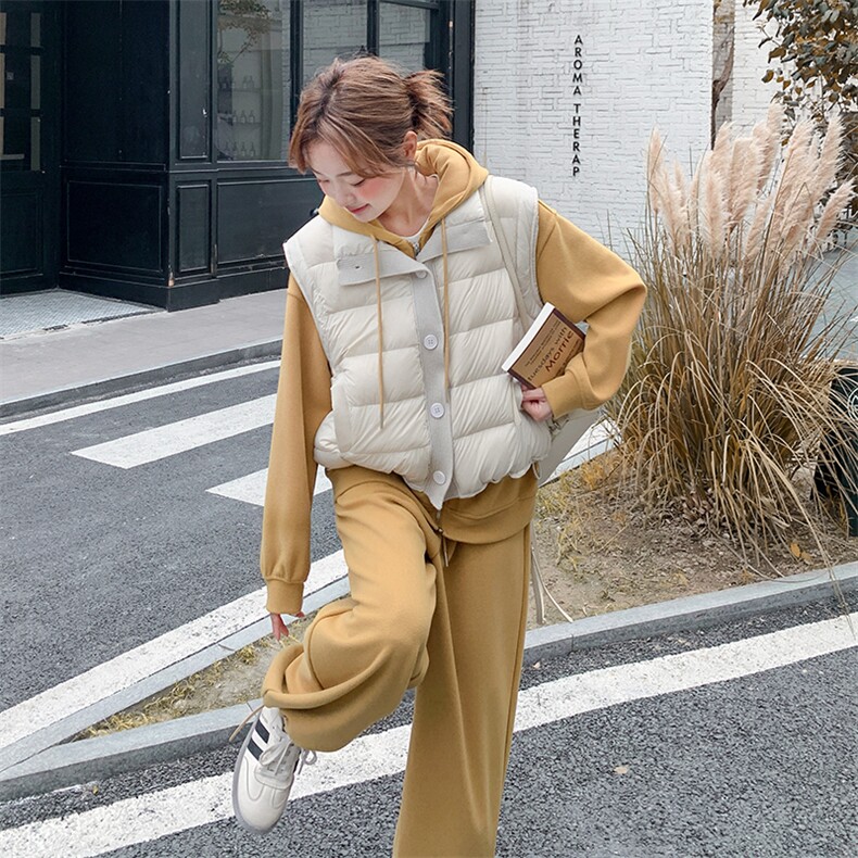 【上就能卖】大量不缺货转化好羽绒马甲卫衣套装三件套P330K450,女装套装/套裙,2C292