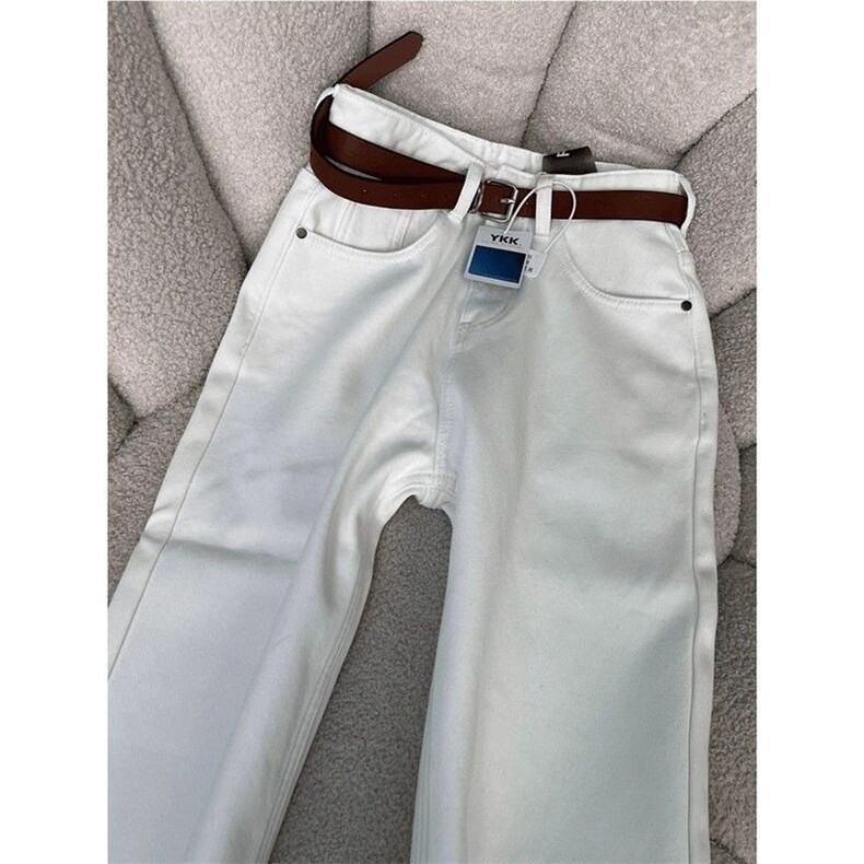 加绒加厚冬款男女白色牛仔裤阔腿保暖宽松长裤NK752P45,男装牛仔裤,星座1013-1