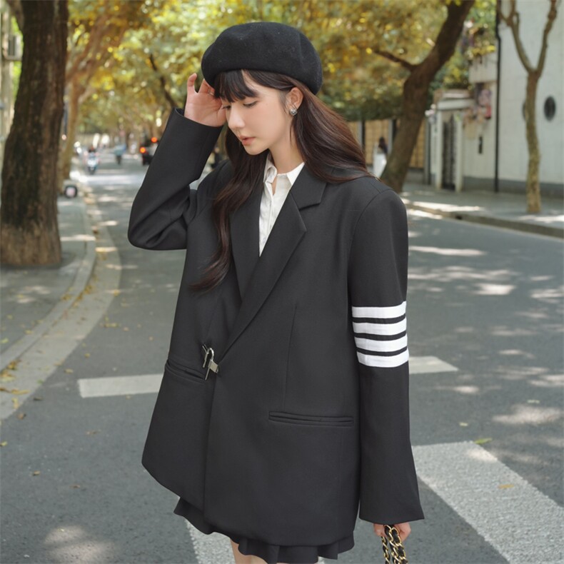 182-8510-P135K188黑色袖标西服外套,商品下架区,帛香坊