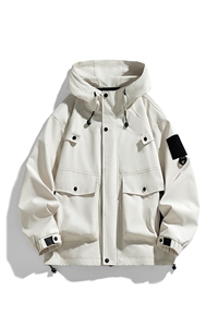 新款硬汉风户外夹克男连帽纯色上衣冲锋衣外套DSA157B-J2527-P65图片