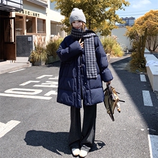 韩版高级感中长款羽绒服女2025年冬季新款宽松加厚保暖白鸭绒外套，女装羽绒服，2C273