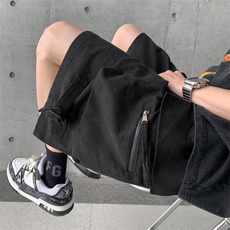 工装短裤男夏季薄款外穿休闲五分裤复古大码高级感学生多口袋中裤,男装牛仔裤,星座1210-1