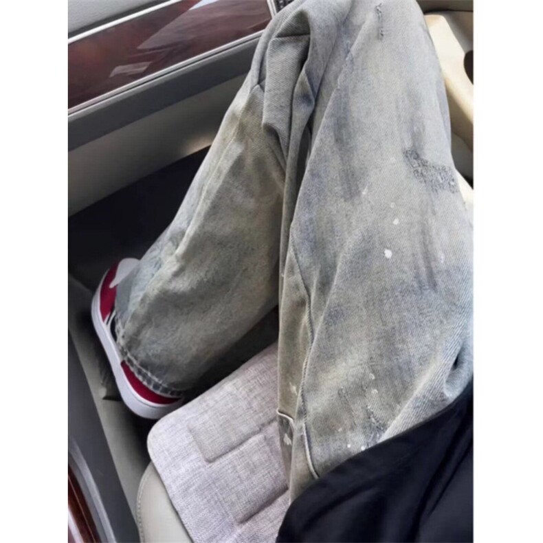 水洗脏染泼墨牛仔裤男潮牌美式高街裤子7092-P50,男装牛仔裤,星座208-5