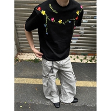 高街花卉刺绣设计感短袖男女潮牌宽松重磅空气层情侣T恤T83，男装T恤，星座1116A（原606A-3）
