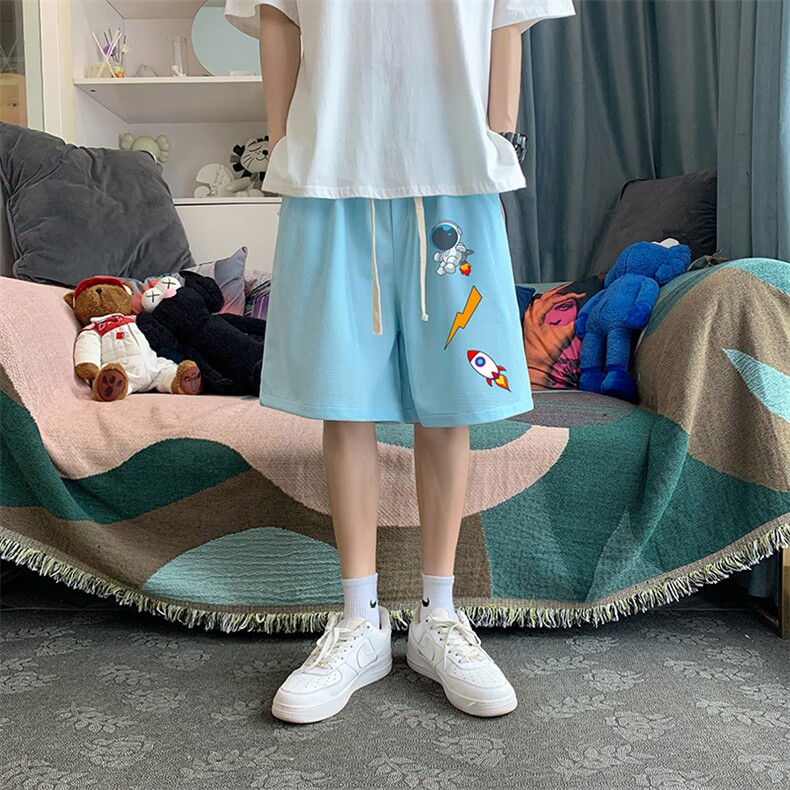 HD74165-P22华夫格短裤男大码宽松五分裤男直筒中裤,男装休闲裤,电商A040