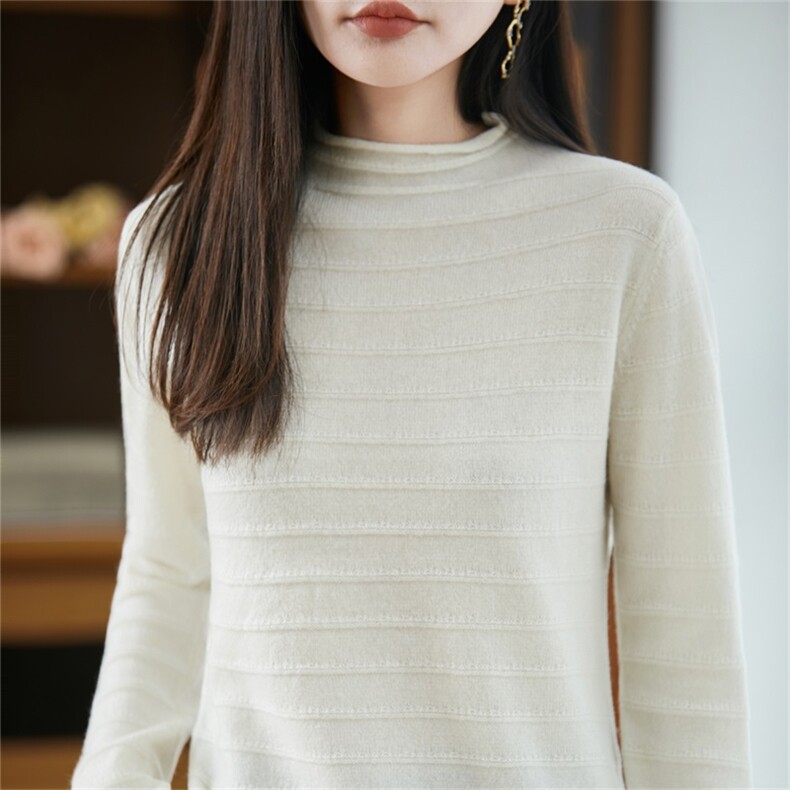 静奢半高领纯羊毛衫女2025新款法式高端套头显瘦针织打底衫毛衣潮，女装羊毛衫，迅太羊绒