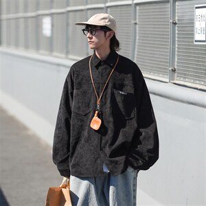 C6085/P40秋装City boy水洗灯芯绒衬衫男长袖衬衣大松外套上衣男图片