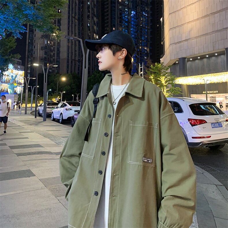 XZ213-JK21-P75控88港风大码日系cityboy高级感翻领工装衬衫夹克,男装夹克,星座213