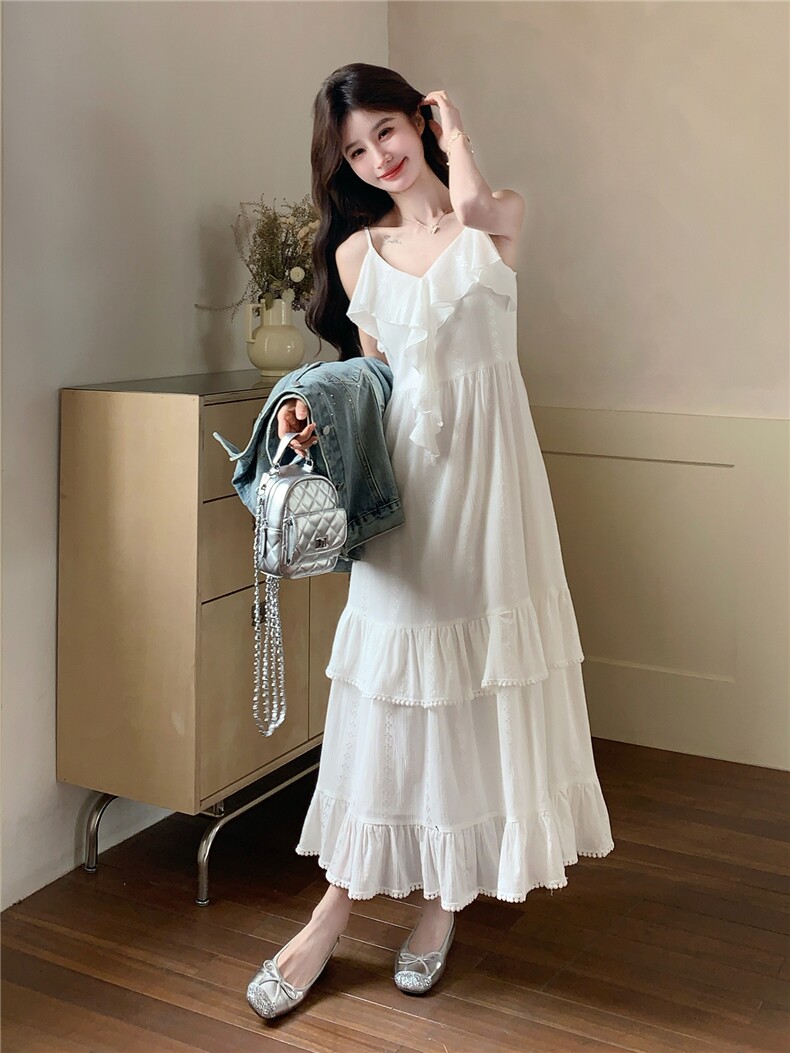 【现货】主推白色吊带连衣裙P155-K248,女装连衣裙,浙宝128A