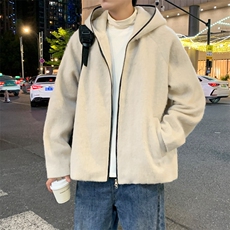 美式复古马海毛连帽男慵懒风高级感短款开衫针织夹克JK02563-P90，男装夹克，星座308B-2