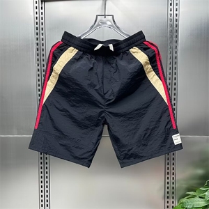 撞色卫裤短裤男夏季潮牌直筒时尚百搭休闲裤潮流宽松五分运动裤子图片