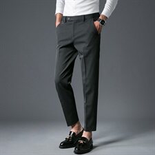 A192秋冬休闲裤子刺绣西裤男正装小西裤男-灰色（28-36码），男装西裤，电商A211