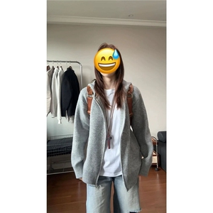 美式灰色开衫针织衫男女宽松休闲连帽毛衣短款运动外套WLQ822-P60图片