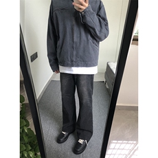 B221美式ins高街暗黑光版修身微喇牛仔裤LK23137-P55控78，男装牛仔裤，电商B221