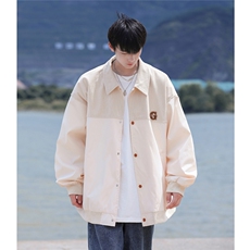 高品质！23秋季新款毛巾绣拼接翻领夹克外套GJK232-P80控108，男装夹克，电商B370