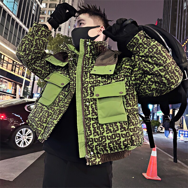 B83/P138控178冬季小个子短款连帽工装风大口袋棉衣外套男绿首1,男装棉衣,星座305B