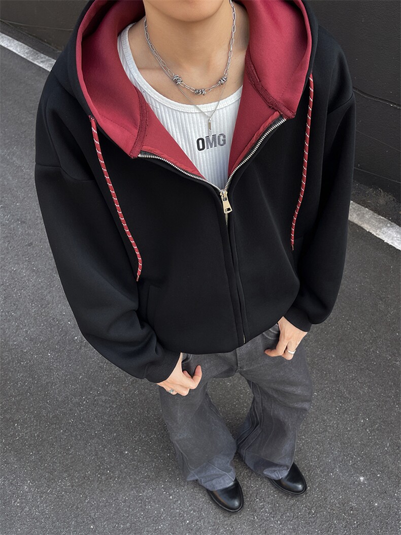 重磅拼色男女连帽卫衣特P58M-3XL,男装卫衣,电商B325