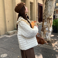 新品2C273-1030-P210-K328白色带针织披肩羽绒服50白鸭绒，女装羽绒服，2C273