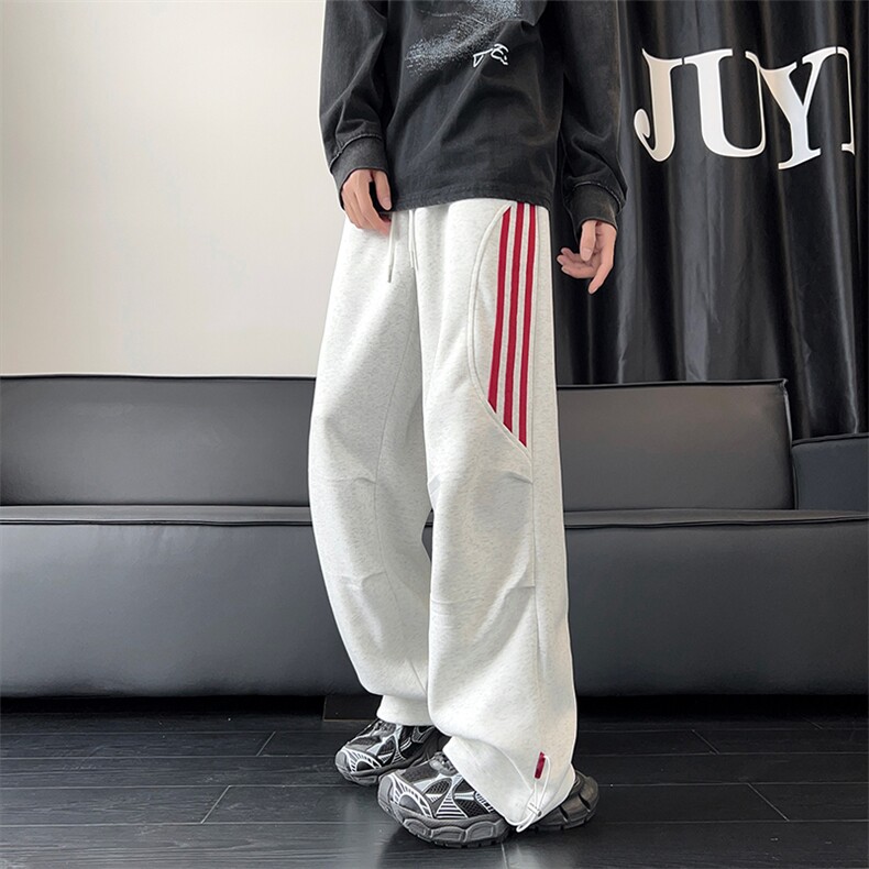 06秋新款简约百搭三条扛运动卫裤宽松直筒裤子XZ211-1-K2444-P55,男装休闲裤,星座211-1