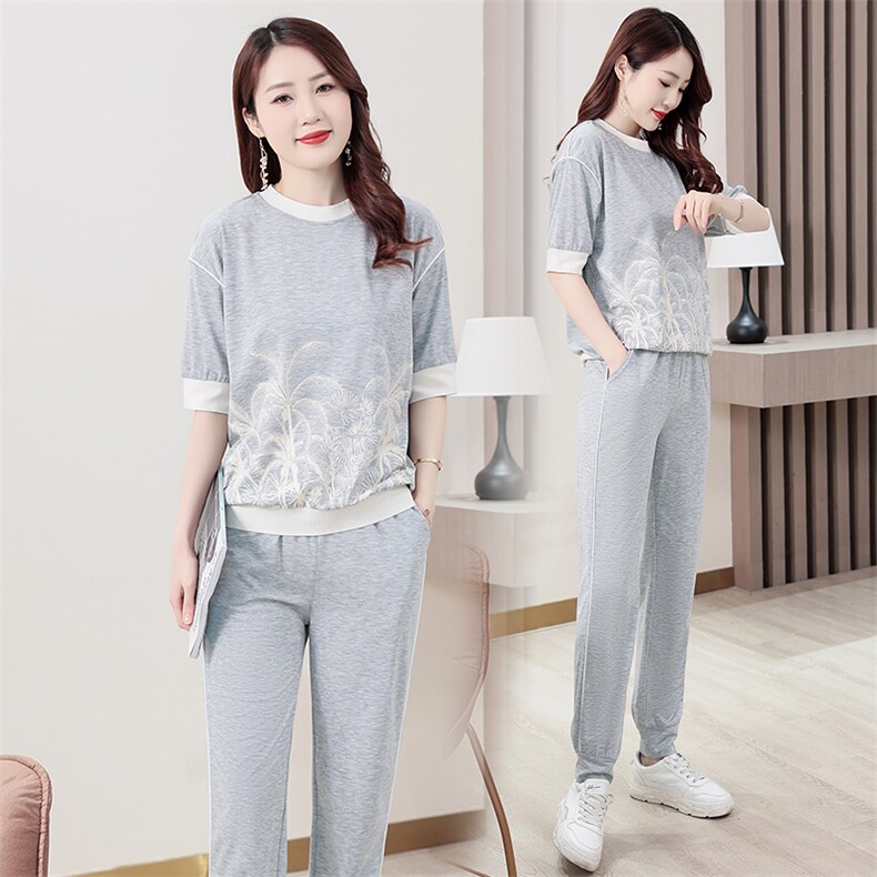 2024夏季休闲运动圆领简约大方气质套装，女装运动套装，凯瑟曼