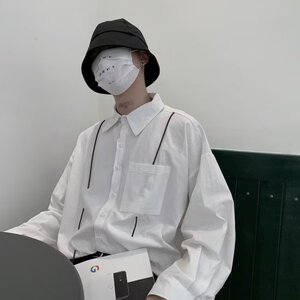 青春流行百搭男简约ins秋季新款纯色长袖潮文艺标准衬衫潮流日系图片