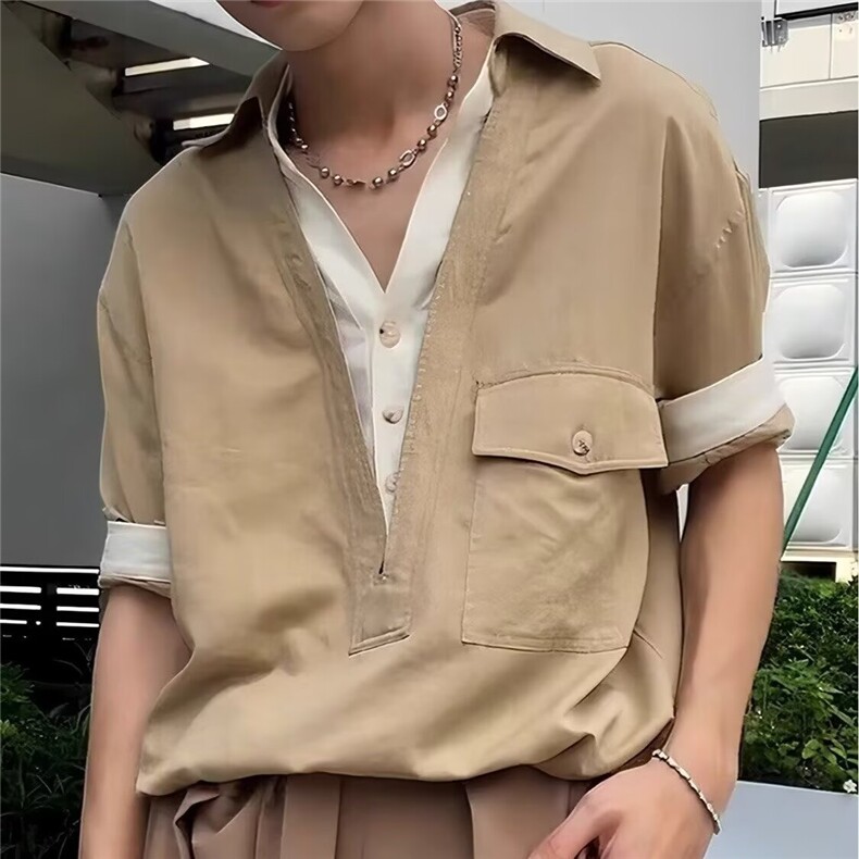 【006】休闲长袖衬衫男士新款宽松衬衣寸衣A079-H2509-P42,男装衬衫,电商A079