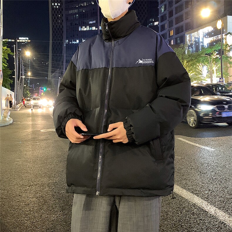 港风夜景冬款时尚字母印花拼色休闲棉服A247-MY82541特批85控138,男装棉衣,电商A247
