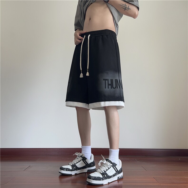 夏季新款字母印花潮流百搭宽松运动五分裤B315-K24157-特p30控58,男装牛仔裤,电商B315