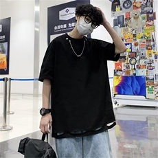 C314-P282024夏季新款破洞圆领短袖男潮牌ins百搭半袖上衣现货，男装T恤，星座512-6