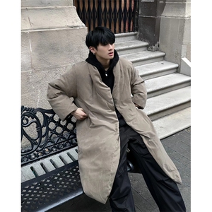 MH03-P145 韩系慵懒风长款绒面棉服加厚保暖棉衣外套男图片