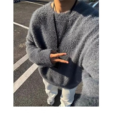 美式潮流小众宽松少年感针织衫男生慵懒风百搭打底衫圆领毛衣L017，男装T恤，星座516A