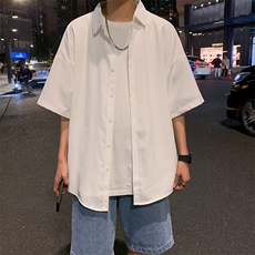 送领带夏季薄款短袖衬衫男女港风宽松班服DK学院风衬衣C313/P32，男装衬衫，电商D202-1
