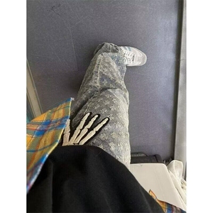 美式提花牛仔裤男女情侣垂感宽松直筒潮牌高街休闲裤子图片