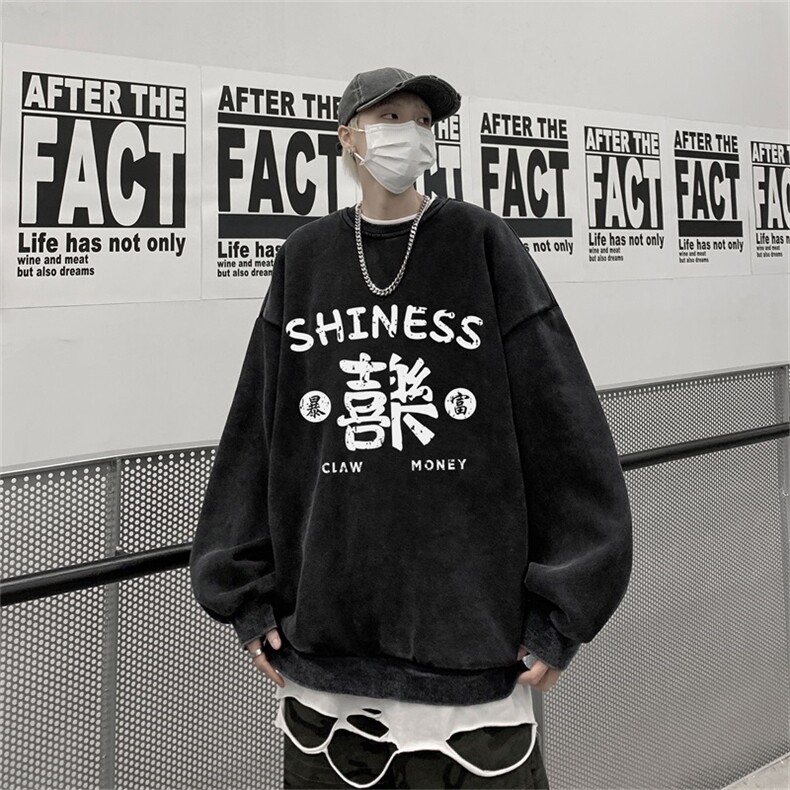 DSA028-SXCT22L103抖音品质水洗重磅卫衣男高品质65棉圆领卫衣,男装卫衣,电商A028