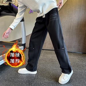秋冬加绒休闲裤男士直筒渐变大口袋工装裤潮运动裤901N44加绒P68