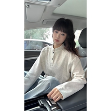 抖音得物品质美式高街重磅曼巴棉拼接cleanfit亨利领卫衣长袖T恤，男装T恤，电商A486
